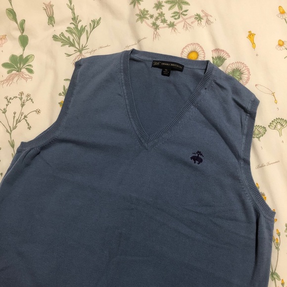 Brooks Brothers "346" Blue V-Neck Sweater Vest - Picture 2 of 6